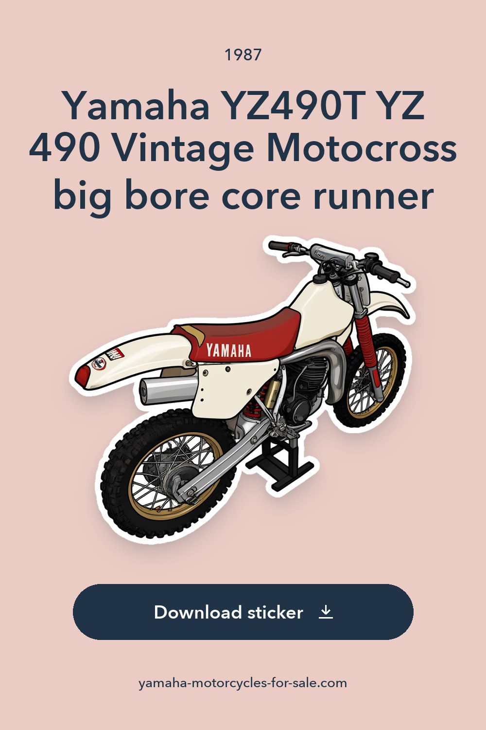 1987 Yamaha YZ490T YZ 490 Vintage Motocross big bore core runner sticker preview