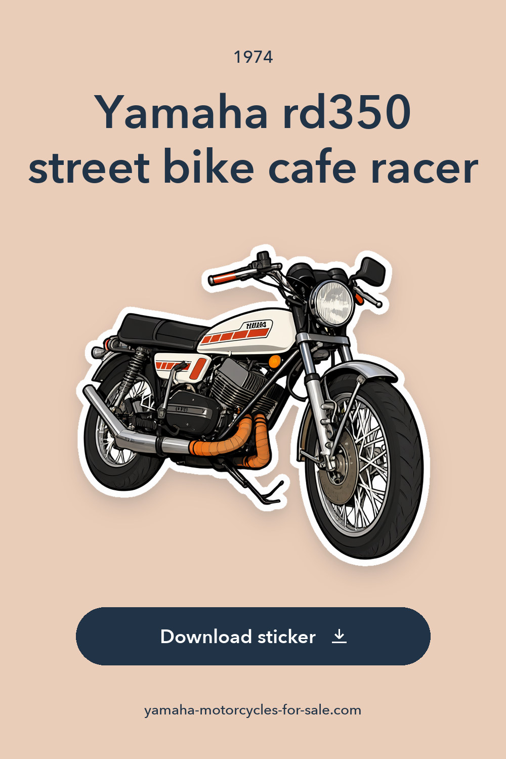 1974 Yamaha rd350 street bike cafe racer sticker preview